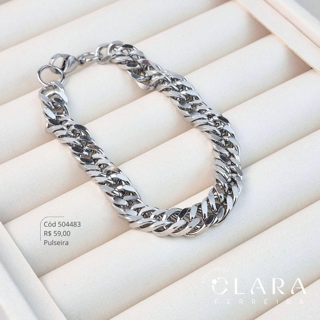 PULSEIRA AÇO GRUMET 1X1 MARTELADO 9MM - 22CM